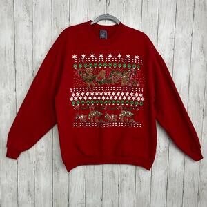 Vintage Island Exposure Retro Christmas Sweatshirt XL Red Graphic Teddy Bear